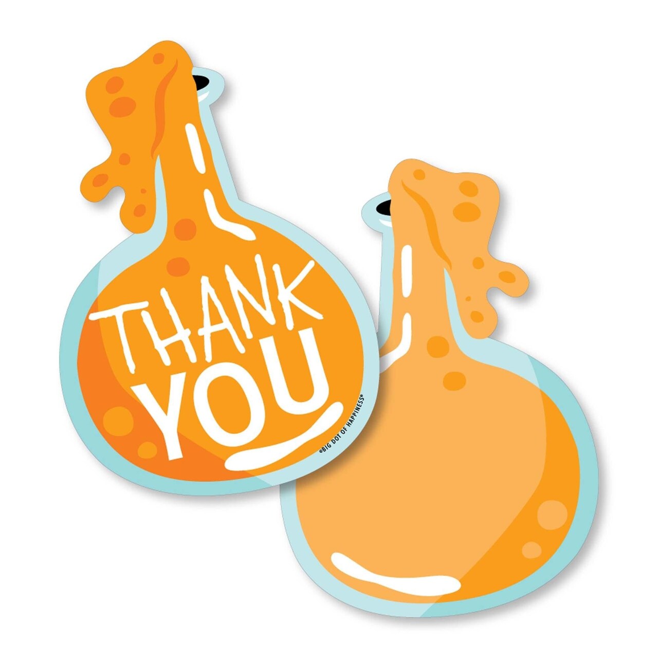 Big Dot of Happiness Scientist Lab - Shaped Thank You Cards - Baby Shower or Birthday Party Thank You Note Cards with Envelopes -Set of 12